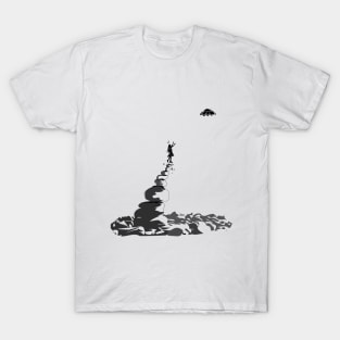 The girl standing on the cliff waiting for the UFO T-Shirt